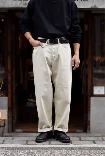 [ Sanca / 일본제 ] 아이보리 코튼 와이드 팬츠 size 2