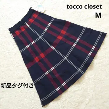 택 포함 새상품 tocco closet 네이비 체크 무늬 롱 스커트 M