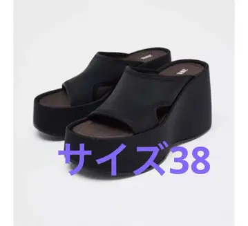 ZARA 자라 탑 스티치 웨지 샌들 38 새상품