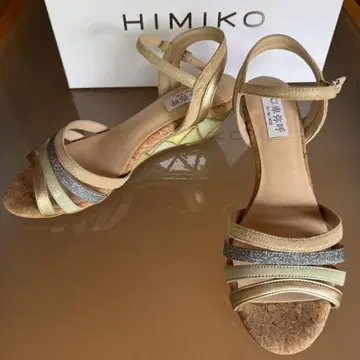 HIMIKO 스트랩 샌들 골드 그레이 베이지