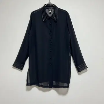 APART 블랙 시스루 긴팔 셔츠