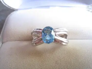 멋져요! 초특급 반짝임 천연 블루 토파즈 실버 925 반지 새상품급!