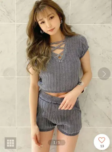 2WEY 레이스업 브리치 니트 셋업
