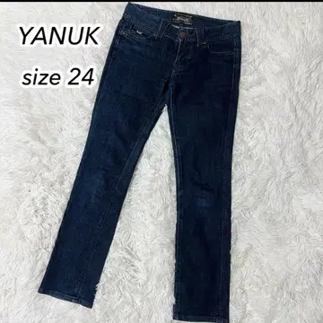 YANUK 야누크 테이퍼드 데님 팬츠 슬림 레그 네이비 사이즈 24