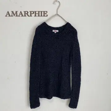 [ AMARPHIE ] 실크 나일론 크로쉐 시스루 니트 긴팔 니트 톱