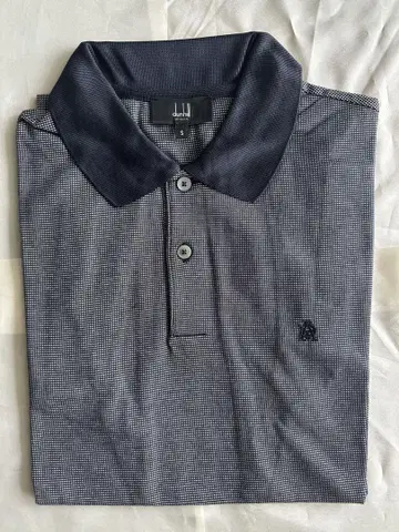 dunhill 피케 셔츠 S 네이비/화이트 체크 무늬