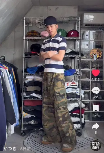 카츠키군 착용 PLAYHOUR BAGGY CAMO PANTS 1