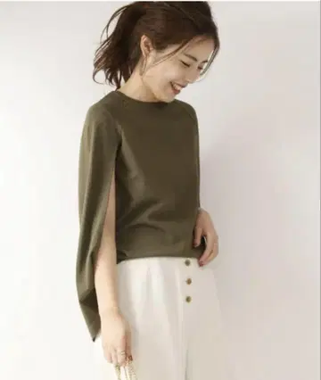 스픽 앤 스팬 레이온 스트레치 프렌치 풀오버 카키