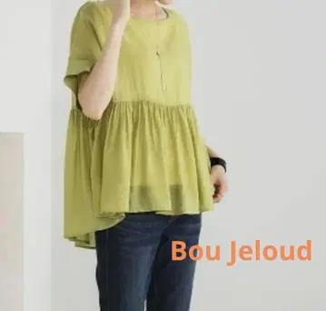 BouJeloud 시어 블라우스 반팔 블라우스 택 포함 반팔 상의