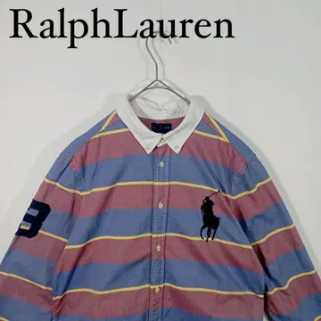 Ralph Lauren 보더 긴팔 버튼 다운 셔츠 라거 셔츠 XL