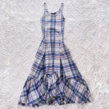 POLO RALPH LAULEN 마드라스 체크 티어드 롱 원피스