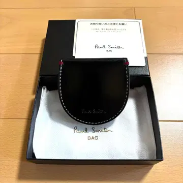 Paul Smith 고급 브라이들 가죽 코인 케이스 말발굽형 블랙