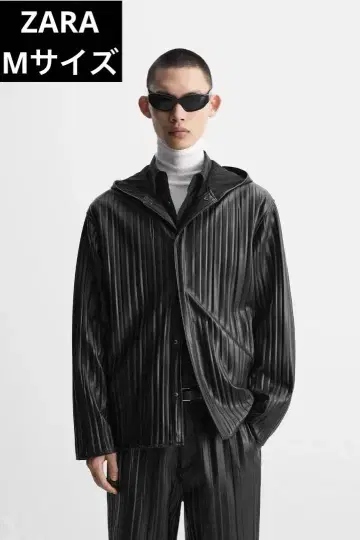 ZARA 자라 플리츠 페이크 레더 셔츠 자켓 M 완판템