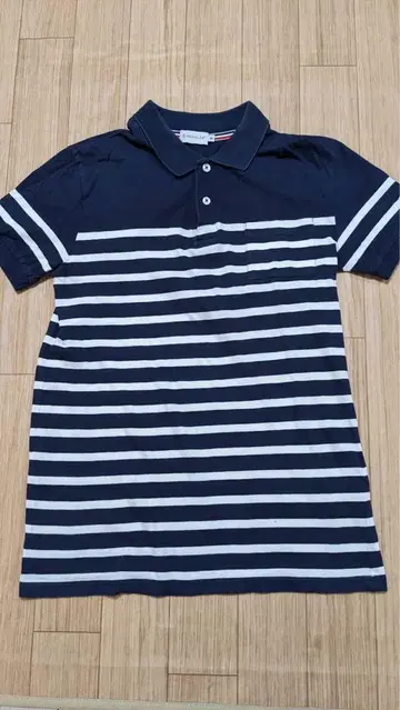 MONCLER 네이비/화이트 스트라이프 피케 셔츠