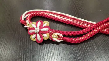 빨간 꽃 장식 후리소데 오비지메