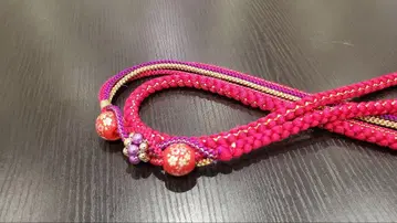 후리소데용 핑크 뜨개질 허리띠