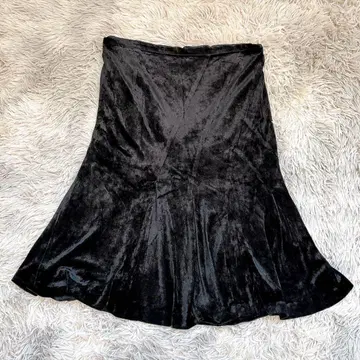 INED 여성용 무릎 기장 플레어 스커트 L 블랙 일본제 벨로아
