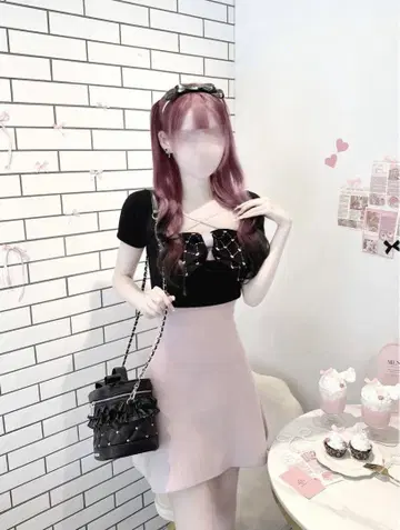 미셸 마카롱 Honeymew 모노그램 리본 앙상블 원피스