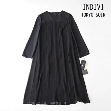 미사용 INDIVI 블랙 포멀 원피스 도쿄 소와르 여름용 36