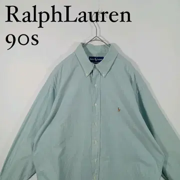 90s Ralph Lauren 라이트 그린 긴팔 버튼다운 셔츠 L
