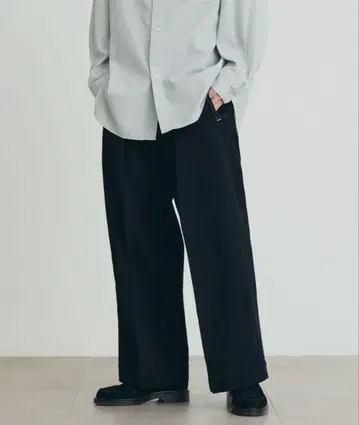 PUBLIC TOKYO 에버 크리즈 데님 와이드 팬츠 블랙