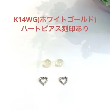 K14WG(화이트 골드) 하트 귀걸이 새상품