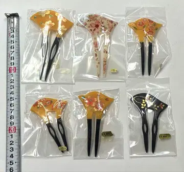 꽃무늬 부채꼴 비녀 6개 세트