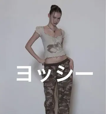 SCULPTOR 상의 Puff Sleeve Top 사슴 프린트 티셔츠