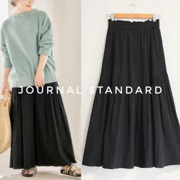 새상품급 JOURNAL STANDARD 슈링크 코튼 개더 스커트 블랙