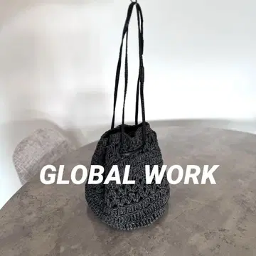 GLOBAL WORK 블랙 크로셰 뜨개질 숄더 백 카고 백 숄더백