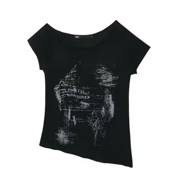 ● BOHEMIAN SEOUL ● BOHEMSEO  FUNKY SCOOP NECK TEE CONCH 7TH REORDER ] FUNKY SCOOP NECK TEE CONCH, BLACK - bohemseo