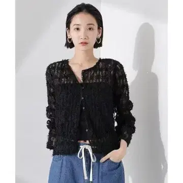 새상품 나노 유니버스 프린지 튤 블라우스 스커트 셋업
