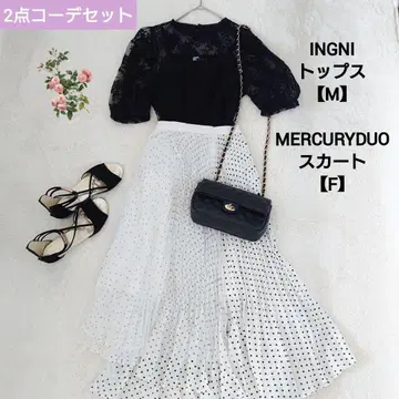 레이스 x 도트 깔끔 코디 세트 코디 판매 INGNI MERCURYDUO