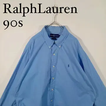 90년대 Ralph Lauren 긴팔 버튼 다운 셔츠 라이트 블루 XL