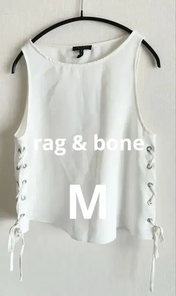 rag & bone 화이트 사이드 레이스업 슬리브리스 M
