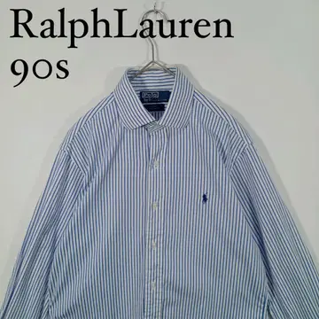90년대 Ralph Lauren 스트라이프 긴팔 와이셔츠 블루 M