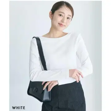 딥 라운드넥 리브 티셔츠 화이트