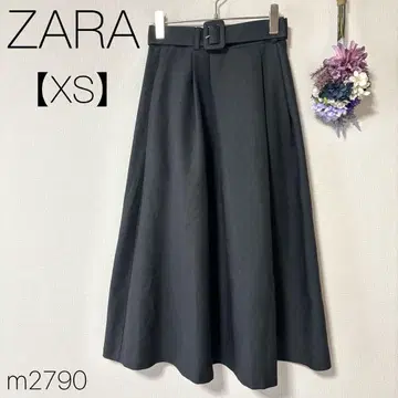 자라 플레어 스커트 롱 허리 벨트 그레이 ZARA [XS]