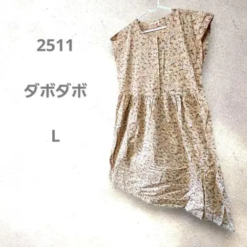 다보다보 꽃무늬 코튼 슬리브리스 셔츠 원피스 오버 사이즈 넉넉한 L