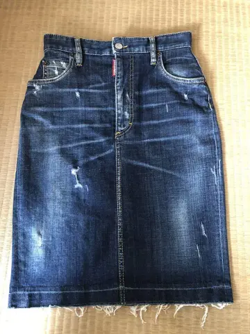 DSQUARED2 데미지 가공 데님 타이트 스커트 데님 미디 스커트