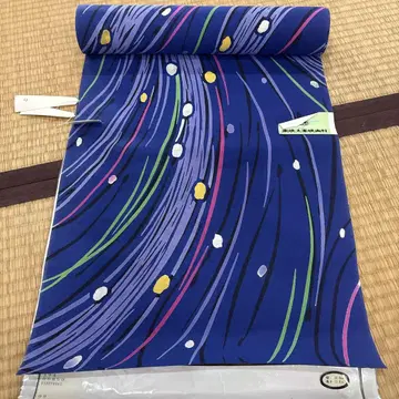 JCC 유카타 옷감 파란색 디자인 38cm 폭 12m 길이