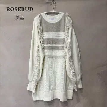 새상품급 ROSE BUD 로즈버드 프린지 배색 니트