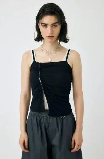 moussy DOUBLE LAYERED SHEER 탱크 블랙