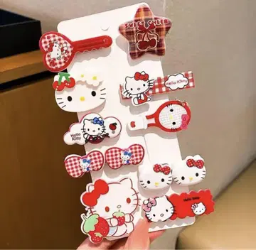 산리오 헬로키티 앞머리 클립 디럭스 헤어 액세서리
