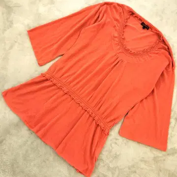 smart pink 린넨 허리 개더 플레어 슬리브 상의