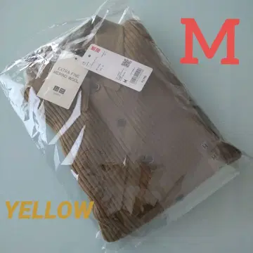 새상품 유니클로 / 메리노 리브 폴로 가디건 (YELLOW M 사이즈)