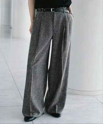 BREEZE TWEED DEEP TUCK BAGGY SLACKS