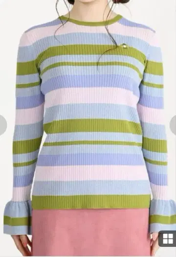 미품 MARY QUANT 멀티 라메 보더 니트 마리 Quant 데이지 M