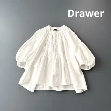 Drawer 2022 AW 코튼 실크 턱 플리츠 풀오버 블라우스