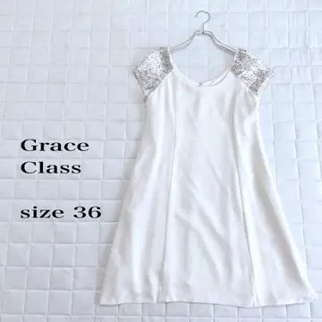 Grace Class 베이지 원피스 소매 비즈 사이즈 36(S)